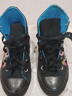 Kids Black High-Top Sneakers with Blue Lining